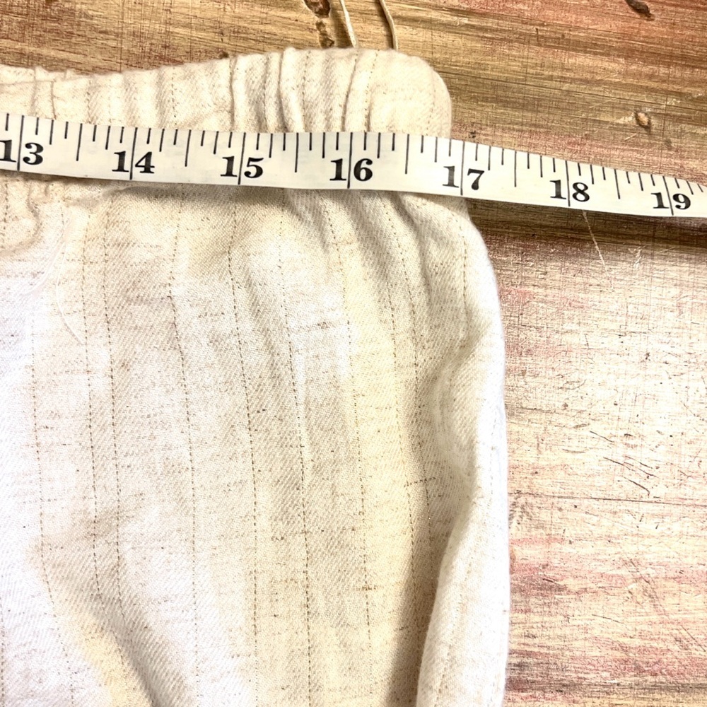 NWT,Neutral Linen Blend Textured Lounge Set Button Top + Fringe Pants EUC Size L - Picture 14 of 15